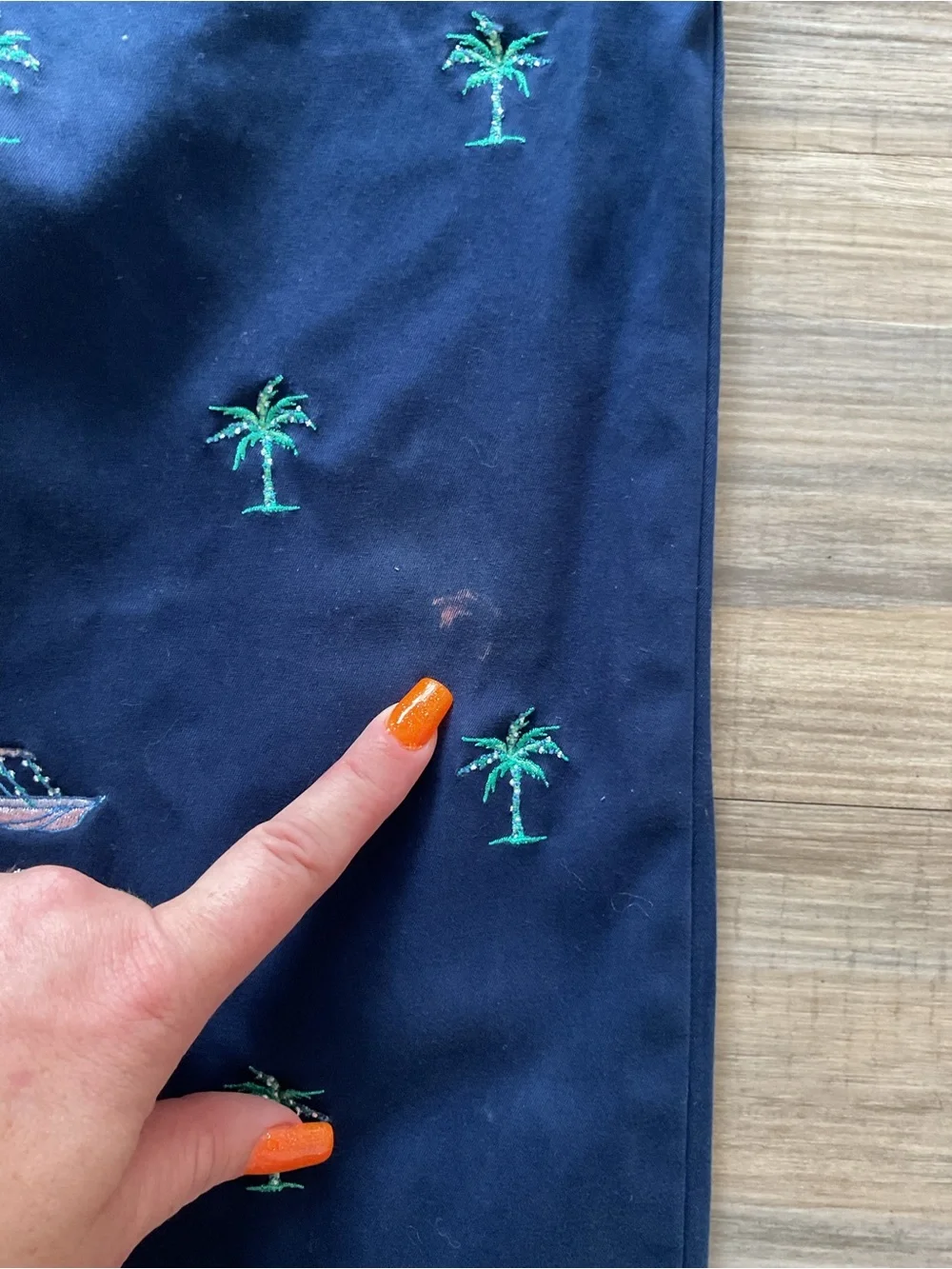 Vineyard Vines Navy Chino Pants with Green Palm Embroidery
